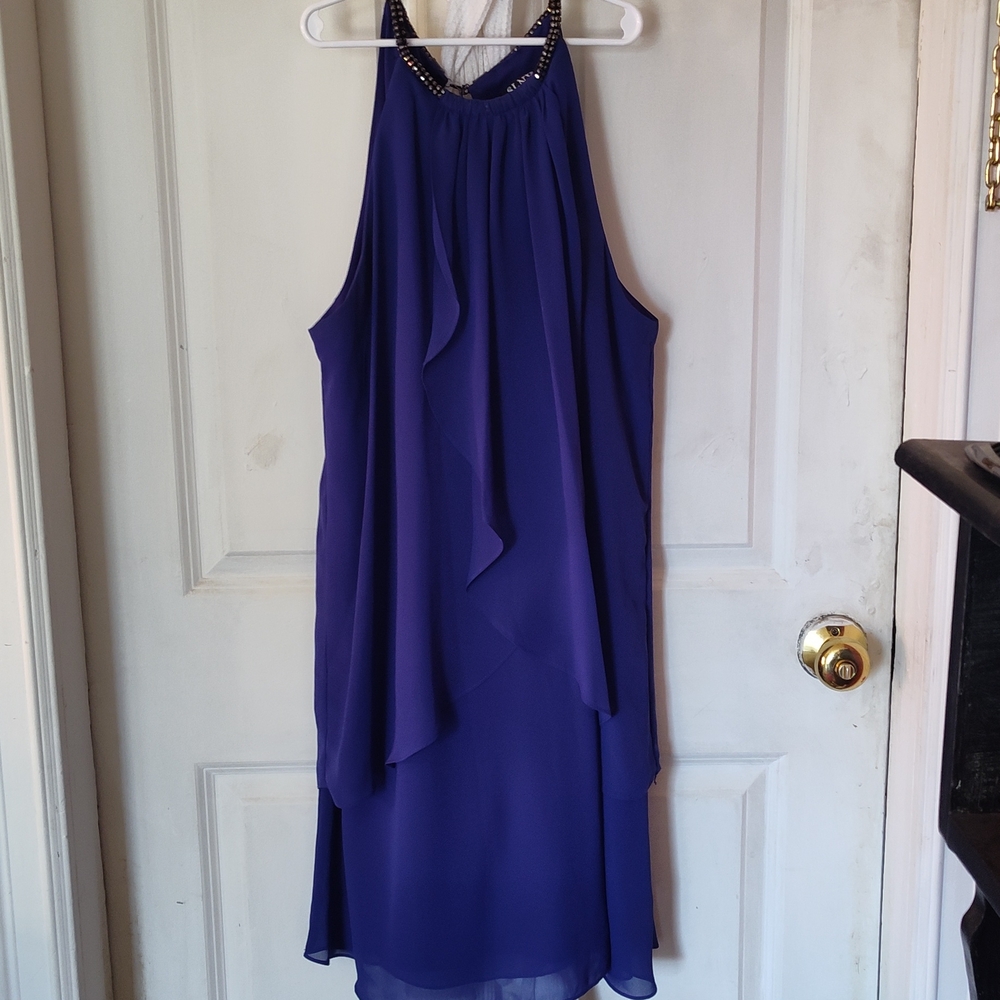 SLNY Royal Blue High Low Dress